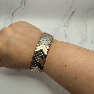 Lane Bryant Silver & Pink Chevron Bracelet